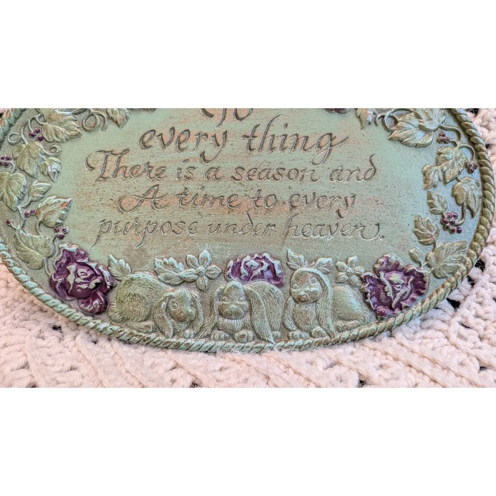 Home Interiors Vintage Metal Wall Plaque To Every Thing There Is A Season Green